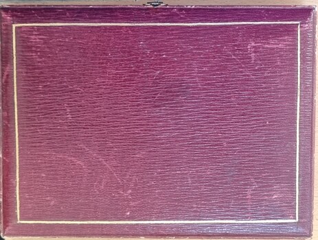 Maroon Sewing Kit Case with gold trim