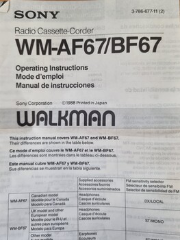 SONY Walkman FM/AM Instructions
