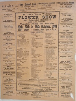 Advertisement - St Luke's Flower Show 1933