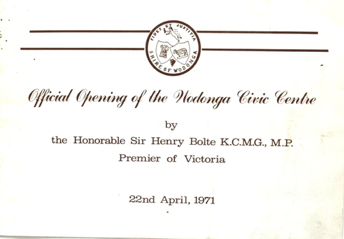 Official Opening of the Wodonga Civic Centre