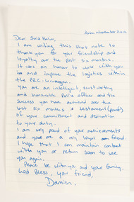 Letter, 30th November 2012