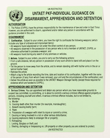 Card - Card, Guidance on the Use of Force, UNTAET PKF-INDIVIDUAL GUIDANCE ON DISARMAMENT, APPREHENSION AND DETENTION, 1999-2002