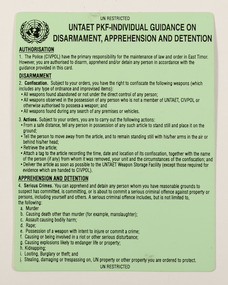 Card, Rules of Engagement, UNTAET PKF-INDIVIDUAL GUIDANCE ON DISARMAMENT, APPREHENSION AND DETENTION, 1999-2002