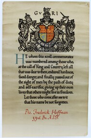 Certificate - Commemorative Scroll 1914-1918