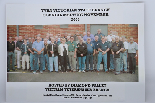 Shows VVAA (Vic) delegates who attended State Council Meeting November 2003, hosted by Diamond Valley Sub Branch.