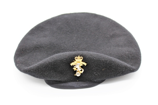 Military beret, black, with RAEME pin. 