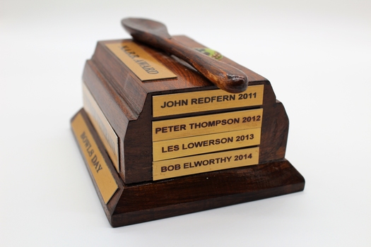 Novelty trophy awarded annually on sub branch bowls day