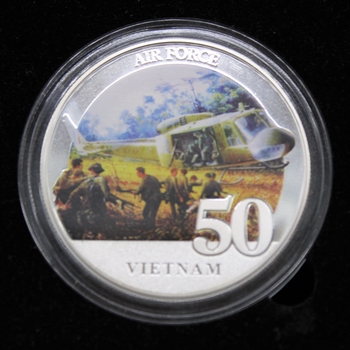 Commemorative collection of medallions in case depicting elements of Australian Armed Forces, Vietnam.