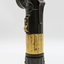 Army issued battery powered torch; olive drab in colour with beacon at right-angle to trunk.