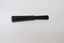 Small brush with almost equal length of black plastic handle and black plastic bristles.