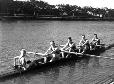 Black and white photograph, PHRC crew practice 4, 1937, 1937