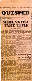 Newspaper clipping - MERCANTILE TAKE TITLE By JIM BLAKE, MERCANTILE TAKE TITLE By JIM BLAKE, 21 March 1953