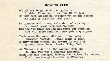 Journal article - ROWING CLUB, ROWING CLUB, 1958