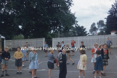 Slide - photograph, colour, Whittlesea school children at the school, c.1956-1966
