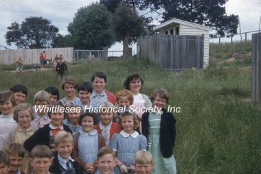 Slide - photograph, colour, Whittlesea school children at the school, c.1956-1966