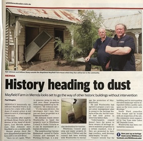 Newspaper - History heading to dust, Whittlesea Leader, 6 Feb 2018