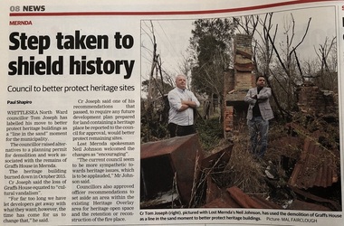 Newspaper - Newspaper clipping, Whittlesea Leader, Step taken to shield history, 17 Apr 2018