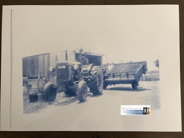 Photocopy of photograph, Gordon McPhee's Fordson tractor and Sunshine baler, unknown