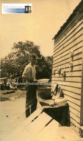 Photograph - Brown Album, Strathbogie, man with pots and pans, c. 1925