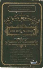 Card - Memorial Card, Art Engraving Co, Ernst Adolph Wuchatsch, c. 1889