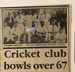 Newspaper - Newspaper clipping, The Sun, Kinglake Cricket Team, 2 May 1987