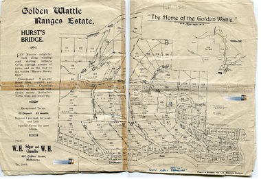Map, Peyton Waite Pty. Ltd, Consulting Land Surveyors, Land for Sale, Golden Wattle Ranges Estate, Hurst's Bridge, Vic