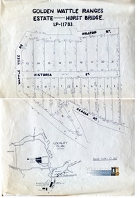 Map, Land for Sale, Golden Wattle Ranges Estate, Hurst Bridge, Vic, c. 1962