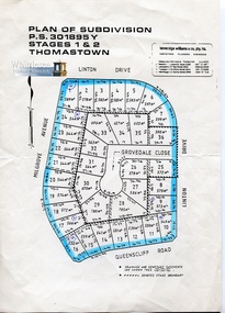 Map - Plan of Subdivision, Stages 1 & 2 Thomastown