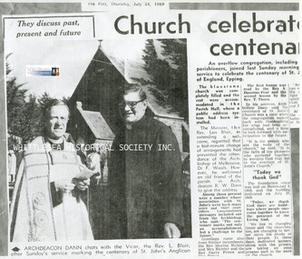 Newspaper - Copy, Article, The Post, Church Celebrates Centenary, 24 Jul 1969