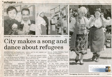 Newspaper - Article, Whittlesea Leader, City makes a song and dance about refugees, 17 Oct 2001