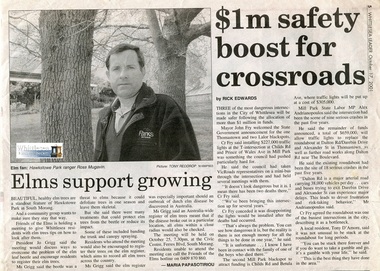 Newspaper - Article, Whittlesea Leader, Elms support growing, 17 Oct 2001