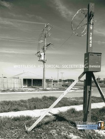 Photograph, Evan Meades, Meadow Glen Estate power poles, Aug 1988