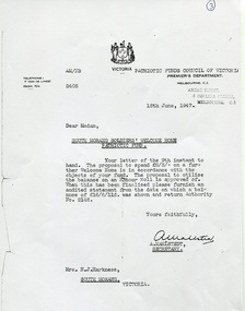 Letter, Patriotic Funds Council of Victoria, 1947