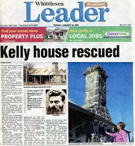 Newspaper - Newspaper clipping, Whittlesea Leader, Kelly House Rescued, 18 Jan 2005