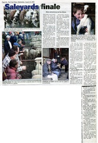 Newspaper - Newspaper clipping, The Free Press, Saleyards finale, 24 Aug 2005