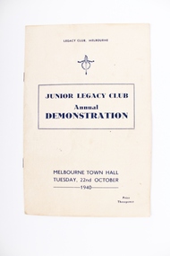 Programme, Junior Legacy Club Annual Demonstration 1940, 1940