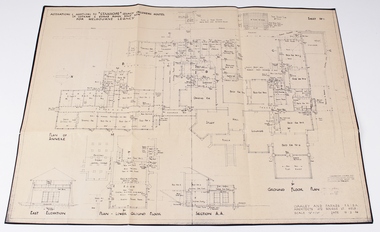 Work on paper - Document, plans, Alterations and additions to Stanhope Legacy Childrens' Hostel, Parts .2) and .3) 19.2.46. Parts .4) and .5) August 50