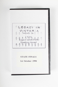 Film - Video tape, 1998 Legacy Junior Public Speaking Award - State Finals 1st October 1998, 1998