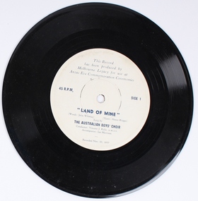 Audio - Recording, vinyl record, Land of Mine, side 1. Recessional, side 2, 30/11/1957