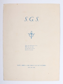 Document - Menu card, S.G.S, 21/07/1950