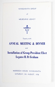 Programme, Wangaratta Group Annual Meeting & Dinner, 1978