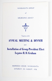 Programme, Wangaratta Group Annual Meeting & Dinner, 1978