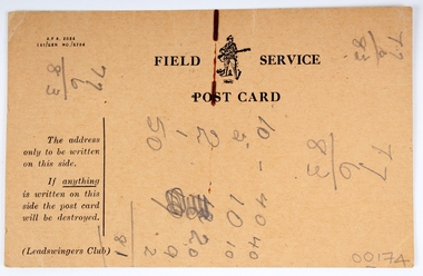 Postcard, Field Service Post Card