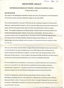 Document, Sandringham/Mordialloc Branch  - Notes on its History 1966-91, 1991