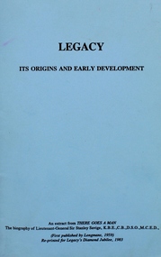 Booklet, Legacy. Its Origins and Early Development, 1983