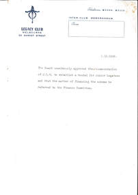 Document - Memorandum, Establishing hostels for Junior Legatees, 01/10/1942