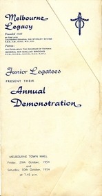 Programme, Melbourne Legacy, Junior Legatees present their Annual Demonstration 1954, 1954