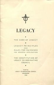 Booklet, Legacy / The Code of Legacy / Legacy Principles and Rules for Guidance, 1956