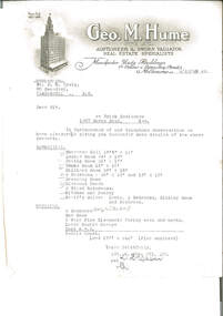 Letter, re Brick Residence 1267 Burke Road, Kew, 1942