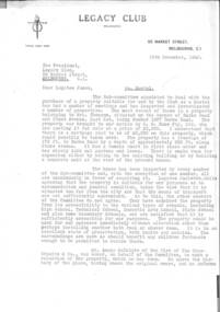 Letter, re. Hostel, 1942